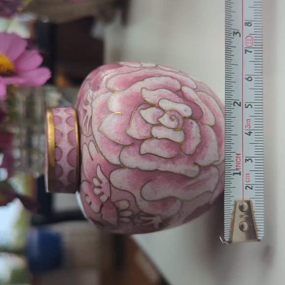 Vintage Pink Floral Cloisonné Vase/Jar - Picture 17 of 17